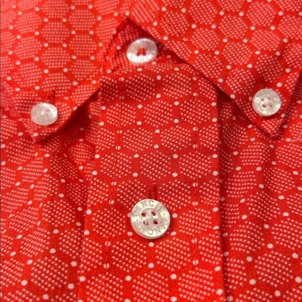 Cinch Shirt Red Orange Hexagon Geometric Button Down Western Rodeo Men’s Small - Picture 2 of 10